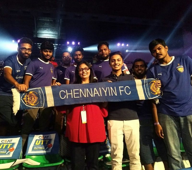 B-stand Blues presenting their first scarf to their owner Vita Dani