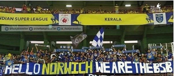 B-Stand Blues&#039; banner for the Kerala Blasters in Kochi