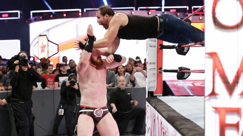 Sheamus of the Bar faced Dean Ambrose during a Title Match