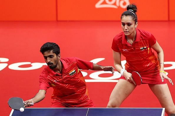 &lt;p&gt;Sathiyan Granasekaran and Manika Batra in action during the Bronze medal match at the Gold Coast 2018 Commonwealth Games