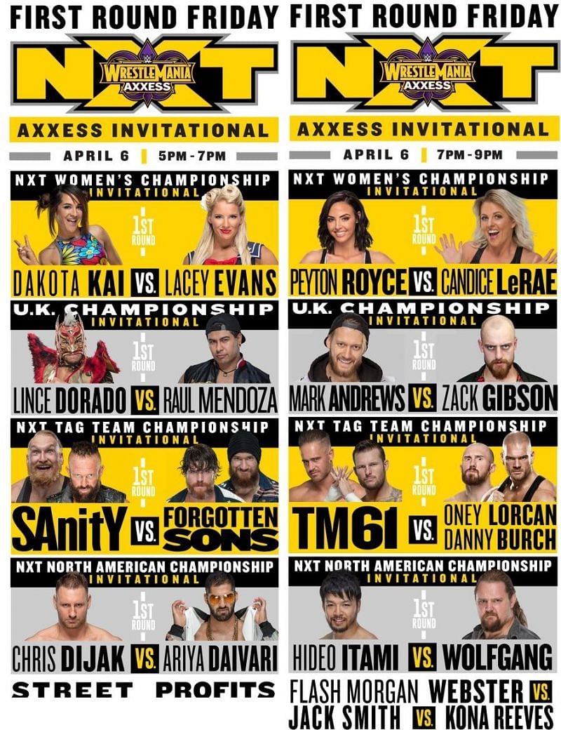 The full card for Axxess on the 6th April 2018