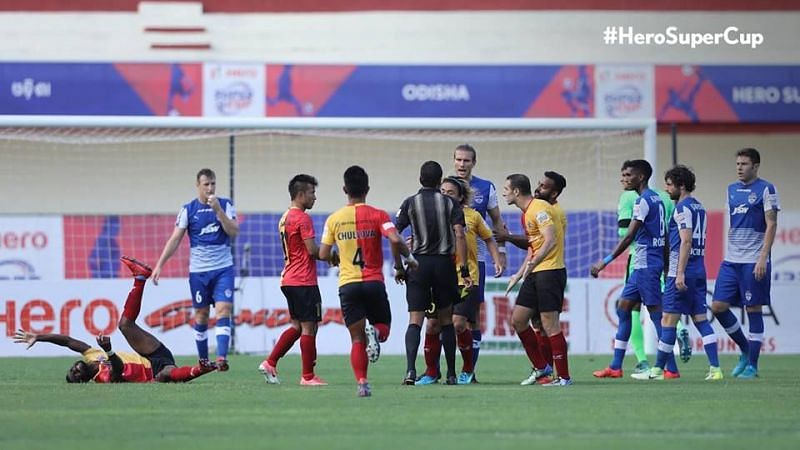 Bengaluru FC could have received an early red card, something that the East Bengal fans rued quite a lot.