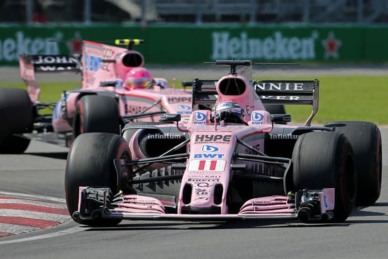 Both Force India cars (Canada 2017)