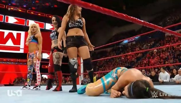 The beat down was executed perfectly by the Riott Squad.