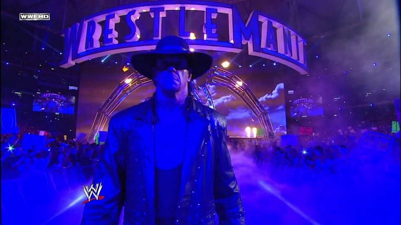 A classic image from a Wrestlemania tradition: Undertaker&#039;s walk to the ring.