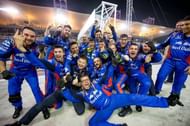 Toro Rosso Mechanics celebrating in Bahrain after Gasly finished 4th