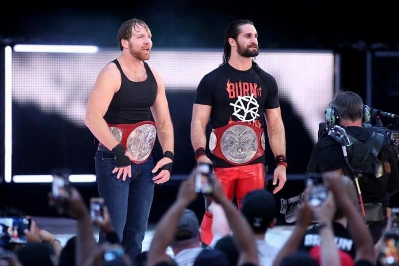Dean Ambrose and Seth Rollins as the Raw Tag Champs