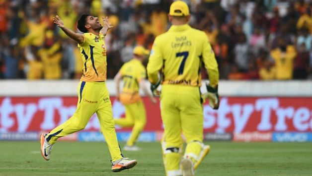 Chahar celeberating his wicket