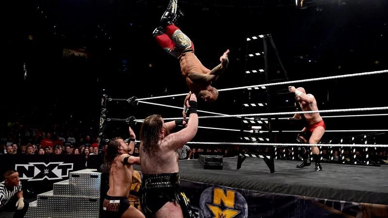 Another gravity defying moment in an amazing ladder match.