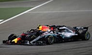 Max Verstappen clashing with Lewis Hamilton in Bahrain