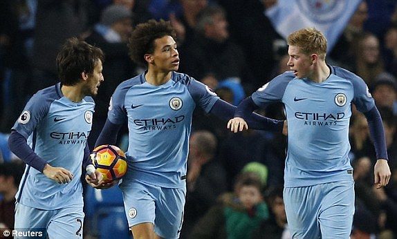 David Silva, Kevin De Bruyne and Leroy San&Atilde;&copy; have influenced many results, providing 38 assists in between them 