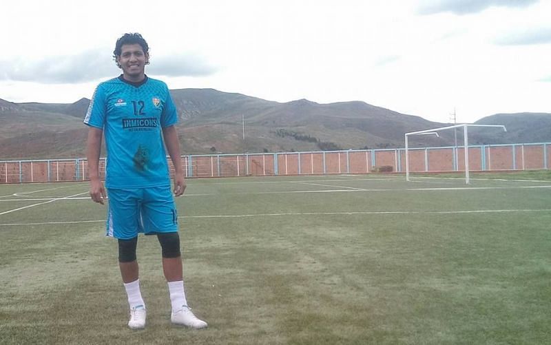 Mario Derteano after a day of training at the Luis Guti&Atilde;&copy;rrez Toro stadium in the city of Putina, located at 3,878 meters above sea level.