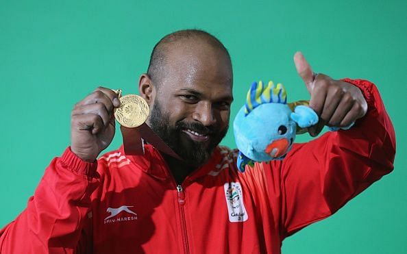 Sathish at his animated best after winning the gold medal for India in Men&#039;s 77kg category in weightlifting. He is all smiles and is ensuring everyone in India is all smiles. This is the 3rd gold medal in weightlifting as well as the 3rd gold medal overall for India.