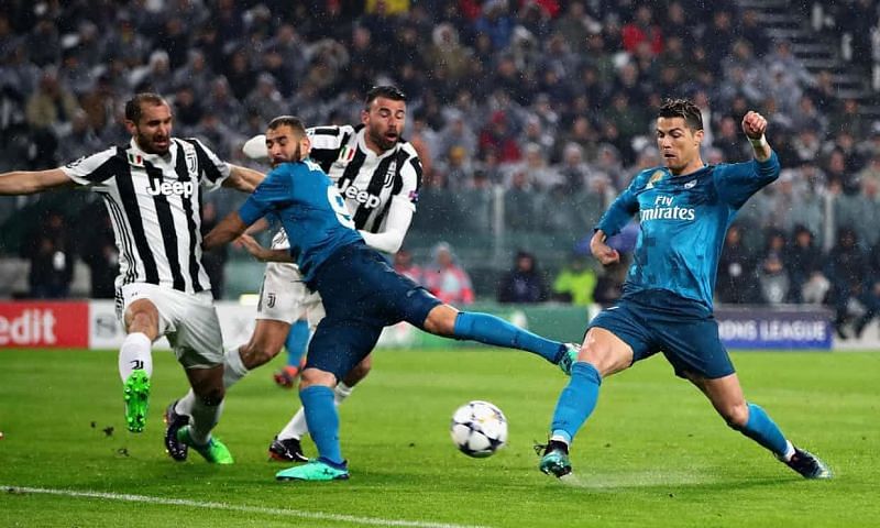 Ronaldo&#039;s 1st goal against Juventus in the 1st leg of CL quarter-final this season.