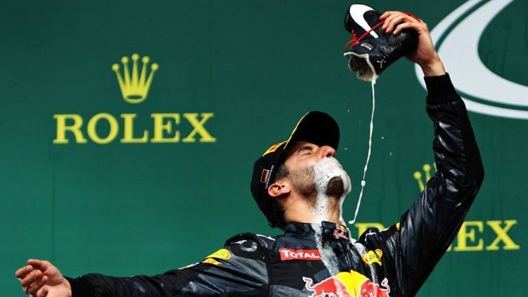 Ricciardo celebrating a victory Baku 2017