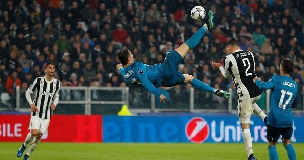 Cristiano Ronaldo goal Juventus Real Madrid Champions League overhead kick
