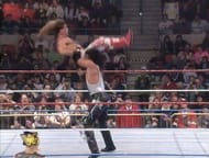Diesel (Kevin Nash) Delivers a Jackknife powerbomb to Shawn Michaels.