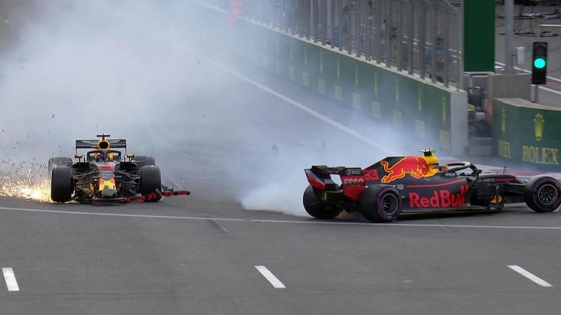 Ricciardo & Verstappen on their way out of the 2018 Baku GP