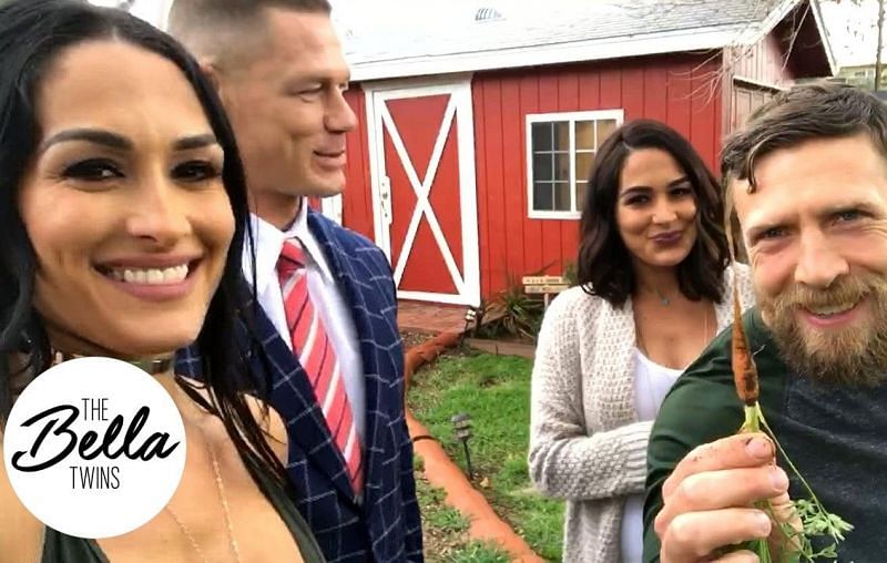 Brie Bella (second from right) spoke in detail about helping Nikki Bella &amp; John Cena through their breakup