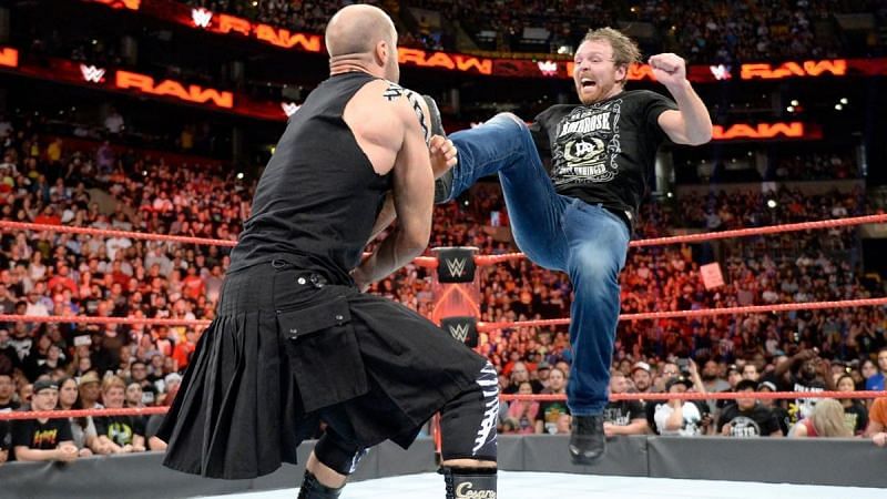 Dean Ambrose attacks Cesaro