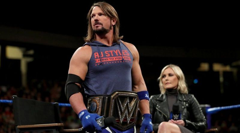 Image result for wwe aj styles wwe champion 2018