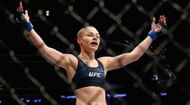 Rose Namajunas celebrating her victory at UFC 217