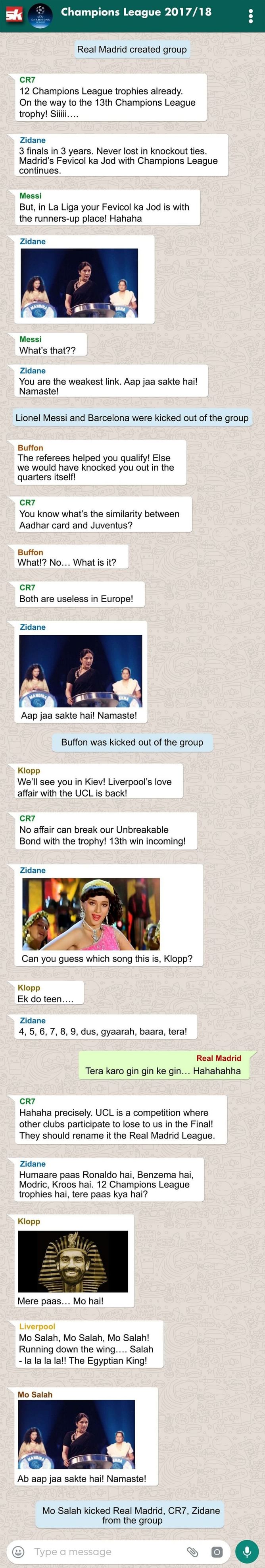 Fake Whatsapp Chat: Real Madrid's Fevicol ka Jod with Champions League continues