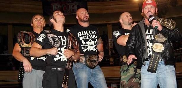 The Young Bucks, Anderson, Gallows, and Styles as part of The Bullet Club