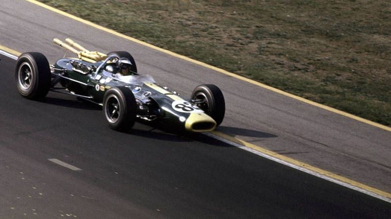 Jim Clark driving at the 1965 Indy 500
