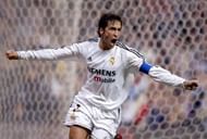 Real Madrid's Raul Gonzalez (R) celebrat