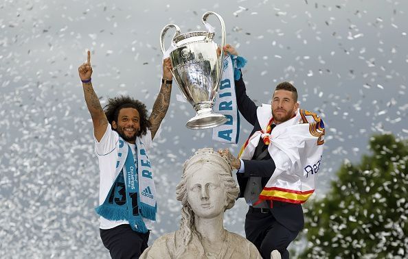 Real Madrid Celebrate After Victory In The Champions League Final Against Liverpool