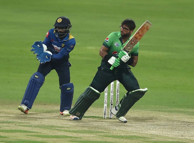 Imam-ul-Haq bats during the third One Day International match between Pakistan and Sri Lanka at Zayed Cricket Stadium on October 18, 2017, in Abu Dhabi, UAE.