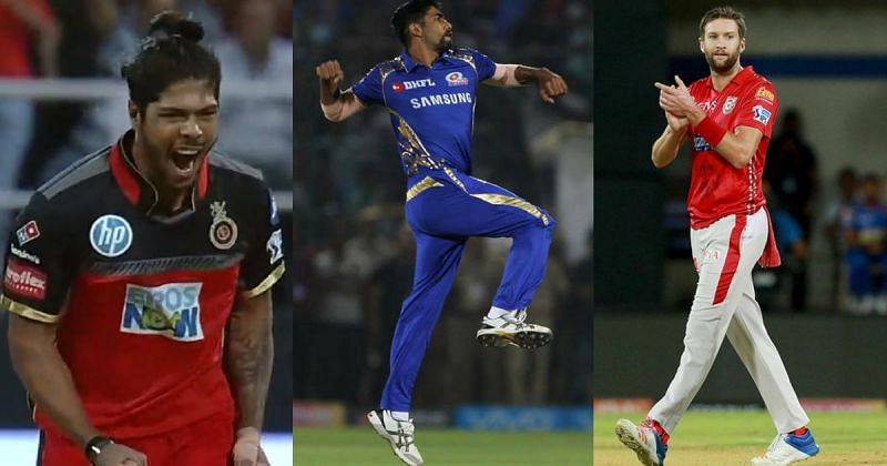 Umesh Yadav, Jasprit Bumrah and Andrew Tye