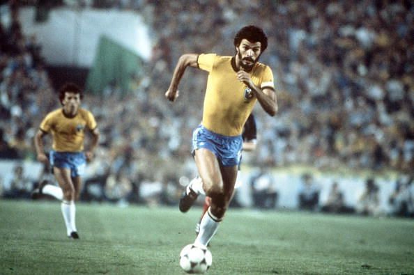 1982 World Cup Finals. Seville, Spain. 18th June, 1982. Brazil 4 v Scotland 1. Brazil&#039;s Socrates.
