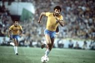 1982 World Cup Finals. Seville, Spain. 18th June, 1982. Brazil 4 v Scotland 1. Brazil's Socrates.