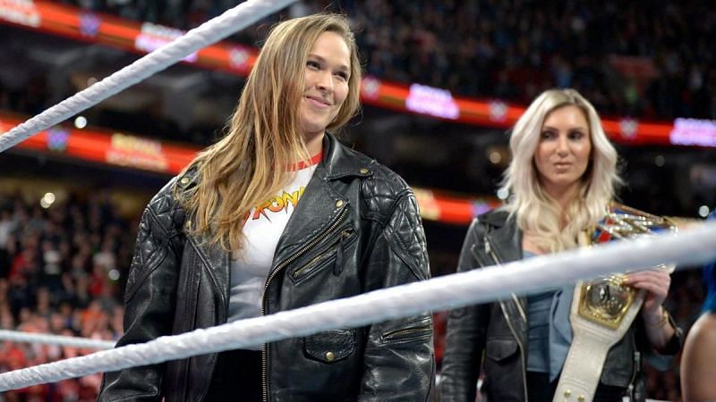 Image result for vince mcmahon ronda rousey and charlotte