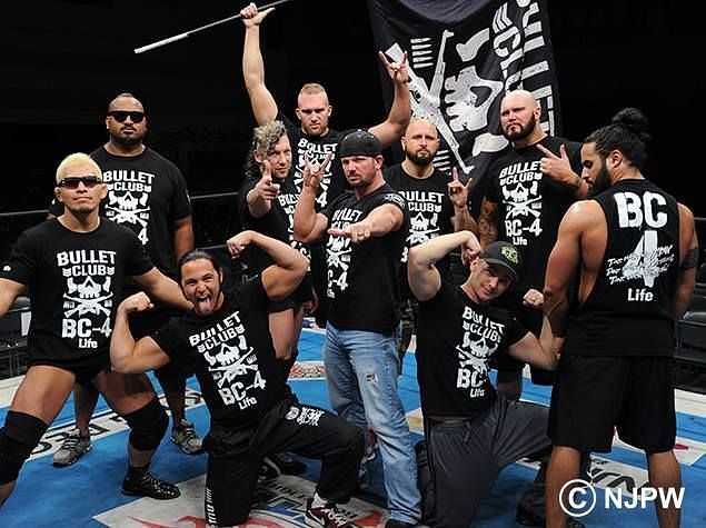 AJ Styles with the rest of the Bullet Club 