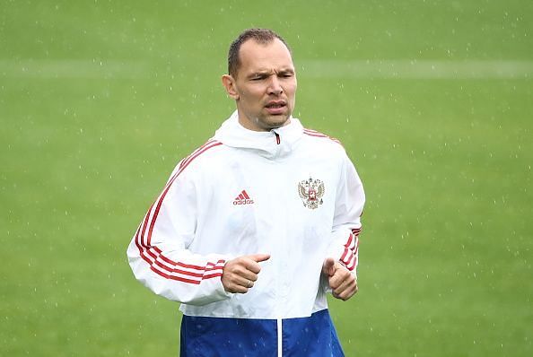 Russian men&#039;s national football team in training in Moscow Region