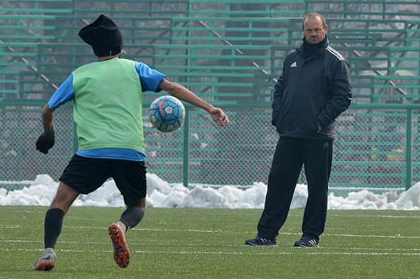 Robertson presiding over a training session in Kashmir