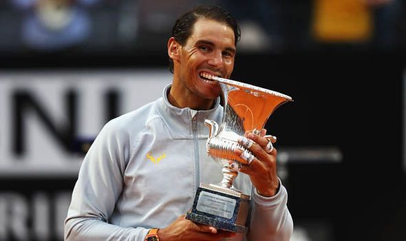 Rafael Nadal poses with the Italian Open trophy