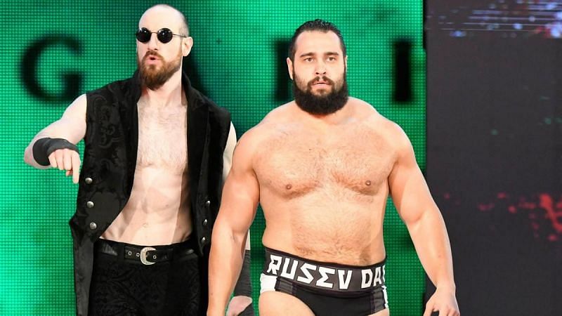 Rusev and Aiden English make their entrance