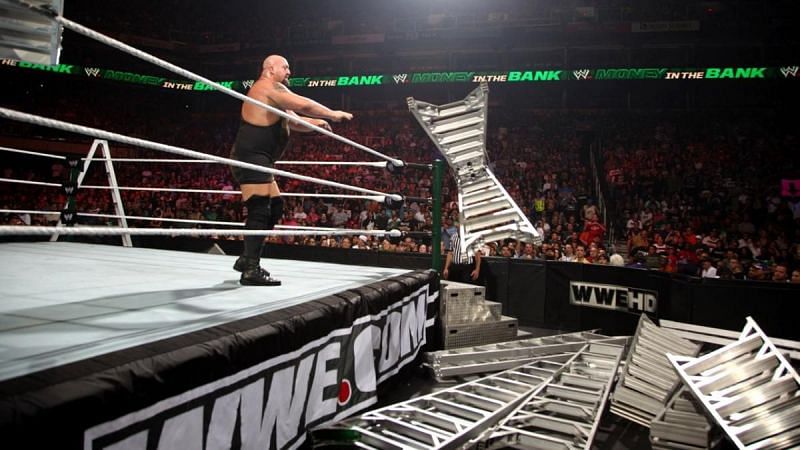Big Show throws ladders to the outside