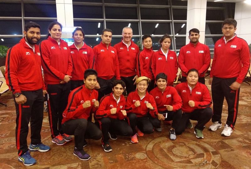The Indian women&#039;s team at the airport