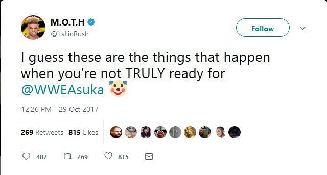 Lio Rush&#039;s tweet on Emma&#039;s release