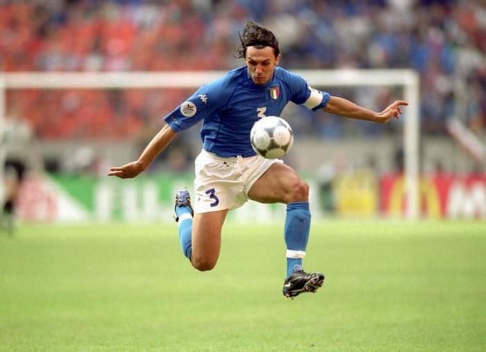 Maldini in action for Italy