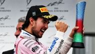 Perez on the podium in Baku 2018