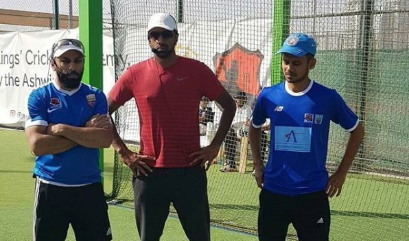 Aravind (right) with R Ashwin in Dubai