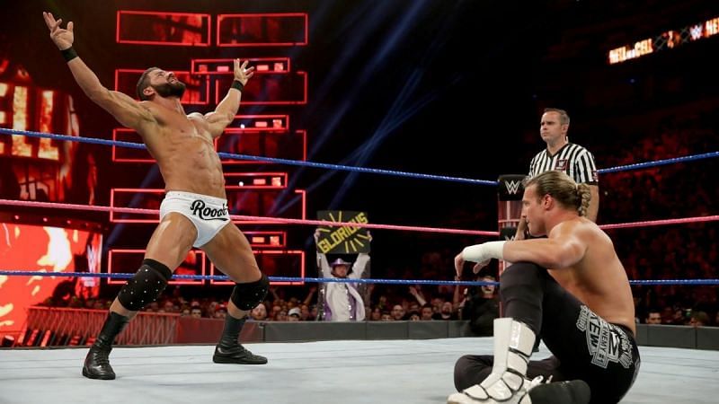 Bobby Roode taunts Dolph Ziggler with the Glorious Pose during their match
