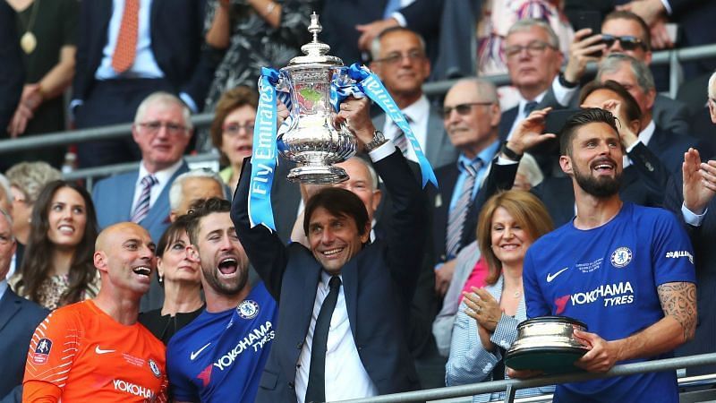 Chelsea celebrate their FA Cup win