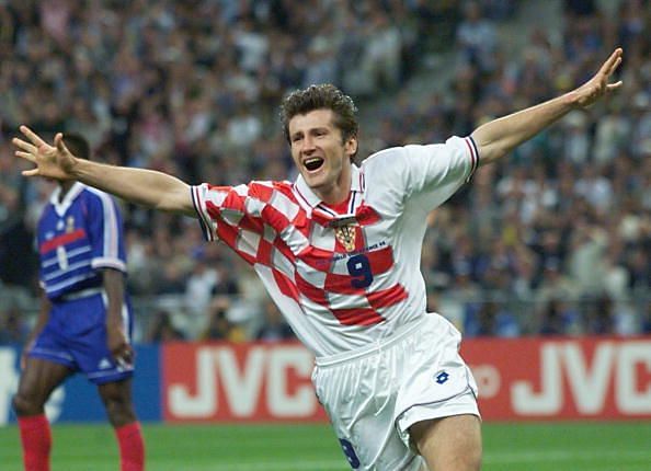 Croatian forward Davor Suker jubilates after scoring.